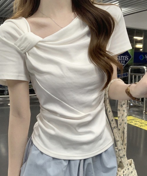 ReRe(リリ)の「リボン襟ニットカットソー(Tシャツ/カットソー・レディース・ブルー/ホワイト/ピンク・MEDIUM)」の3枚目の写真