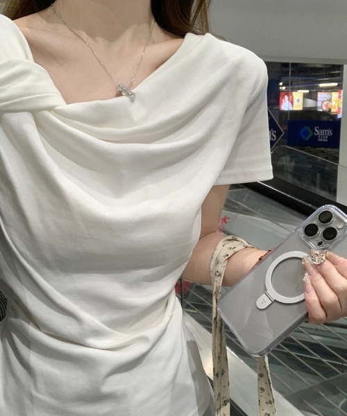ReRe(リリ)の「リボン襟ニットカットソー(Tシャツ/カットソー・レディース・ブルー/ホワイト/ピンク・MEDIUM)」の14枚目の写真