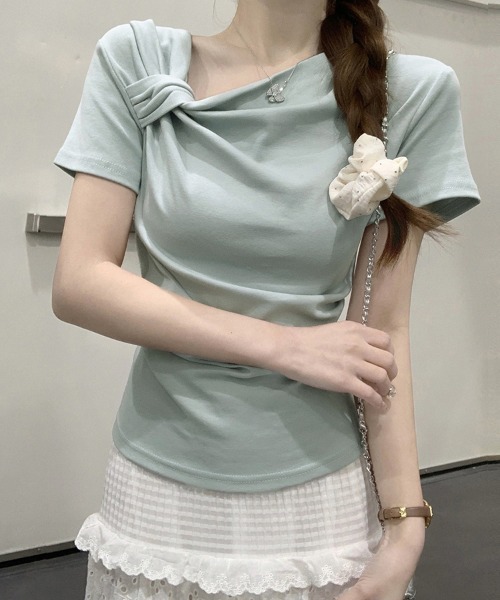 ReRe(リリ)の「リボン襟ニットカットソー(Tシャツ/カットソー・レディース・ブルー/ホワイト/ピンク・MEDIUM)」の11枚目の写真