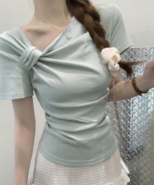 ReRe(リリ)の「リボン襟ニットカットソー(Tシャツ/カットソー・レディース・ブルー/ホワイト/ピンク・MEDIUM)」の10枚目の写真