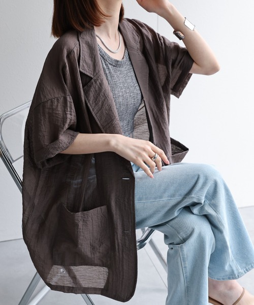 【値下げしました！】涼しげサマージャケット♪ベストマッチのブラウスとセットで この季節にぴったり！涼しげサマージャケット♪ベストマッチの