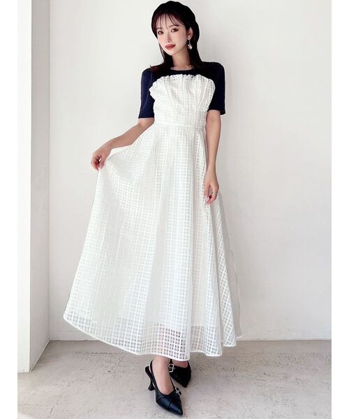 最終値下げ　新品タグ付き♡ 人気イレヘム配色ドッキングワンピース キャット刺繍ドッキングワンピース | レディース服・レディース