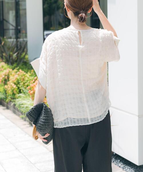 ITEMS URBANRESEARCH（アイテムズ アーバンリサーチ）の「シアーチェックレイヤードブラウス（シャツ/ブラウス・レディース・ブラック/ライトベージュ・FREE）」の10枚目の写真