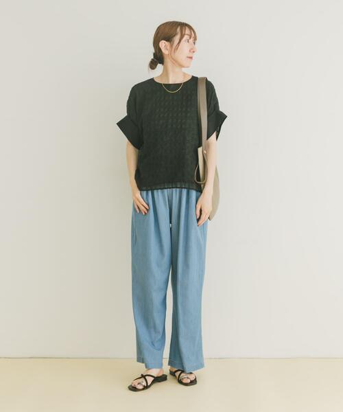 ITEMS URBANRESEARCH（アイテムズ アーバンリサーチ）の「シアーチェックレイヤードブラウス（シャツ/ブラウス・レディース・ブラック/ライトベージュ・FREE）」の22枚目の写真