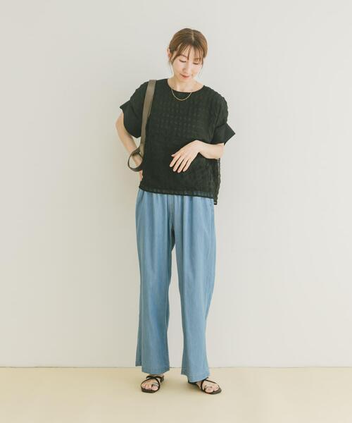 ITEMS URBANRESEARCH（アイテムズ アーバンリサーチ）の「シアーチェックレイヤードブラウス（シャツ/ブラウス・レディース・ブラック/ライトベージュ・FREE）」の21枚目の写真