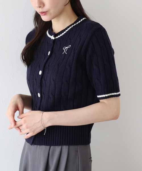 BLUEEAST(ブルーイースト)の「リボン刺繍ケーブルカーディガン(カーディガン/ボレロ・レディース・アイボリー/ピンク/ネイビー・MEDIUM)」の22枚目の写真