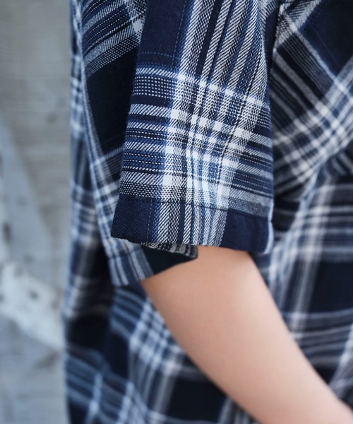 WEGO（ウィゴー）の「WEGO/フードチェックBIGシャツ（シャツ/ブラウス・レディース・ネイビー/ブラック/レッド・FREE）」の8枚目の写真