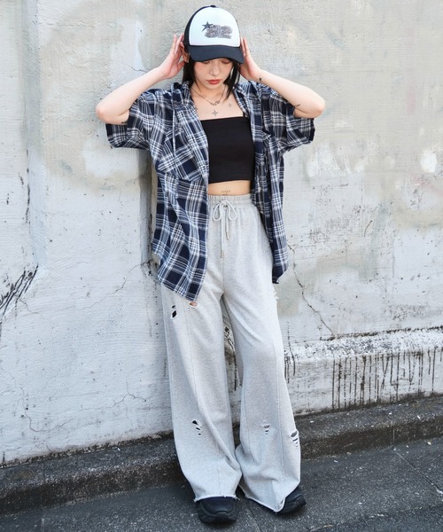 WEGO（ウィゴー）の「WEGO/フードチェックBIGシャツ（シャツ/ブラウス・レディース・ネイビー/ブラック/レッド・FREE）」の19枚目の写真