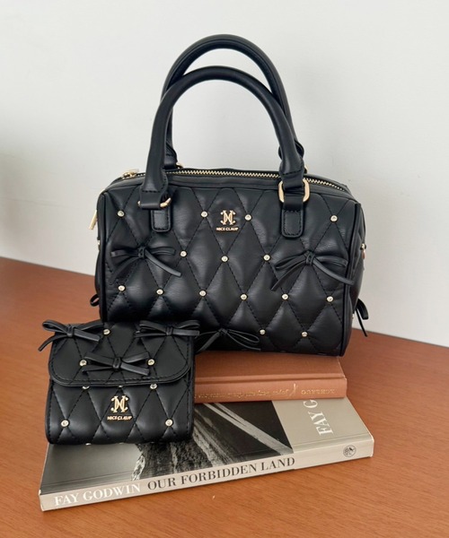 WEB限定】リボンビジュー付きキルティングウォレット（財布）｜one