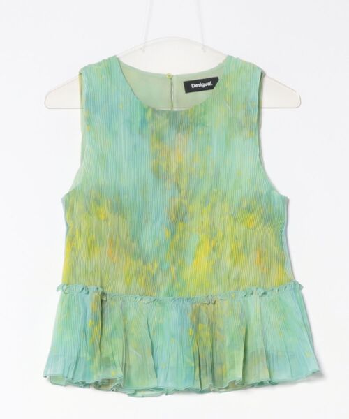 Desigual（デシグアル）の「ぼかし花柄プリーツ　ミニ丈ノースリーブブラウス（シャツ/ブラウス・レディース・グリーン・XS/S/M/L/XL）」の5枚目の写真