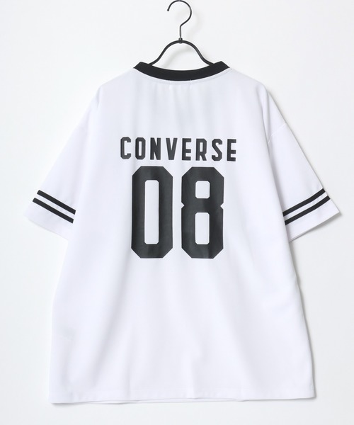 CONVERSE(コンバース)の「CONVERSE/コンバース 接触冷感/UVカット/吸水速乾/耐塩素 アムンゼン オーバーサイズ ロゴ オールスター ユニフォームデザイン サッカーゲームシャツ リンガー Vネック 半袖Tシャツ/レディース メンズ(Tシャツ/カットソー・レディース・ホワイト系その他2/ブラック系その他3/ブラック系その他/ブラック系その他2/ブラック/ホワイト系その他3/ホワイト/ホワイト系その他・M/L/LL)」の18枚目の写真