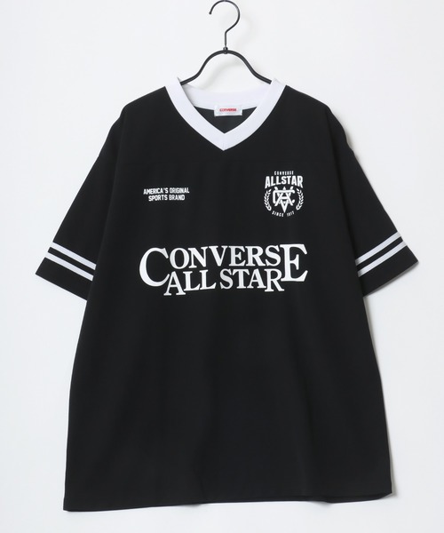 CONVERSE(コンバース)の「CONVERSE/コンバース 接触冷感/UVカット/吸水速乾/耐塩素 アムンゼン オーバーサイズ ロゴ オールスター ユニフォームデザイン サッカーゲームシャツ リンガー Vネック 半袖Tシャツ/レディース メンズ(Tシャツ/カットソー・レディース・ホワイト系その他2/ブラック系その他3/ブラック系その他/ブラック系その他2/ブラック/ホワイト系その他3/ホワイト/ホワイト系その他・M/L/LL)」の19枚目の写真