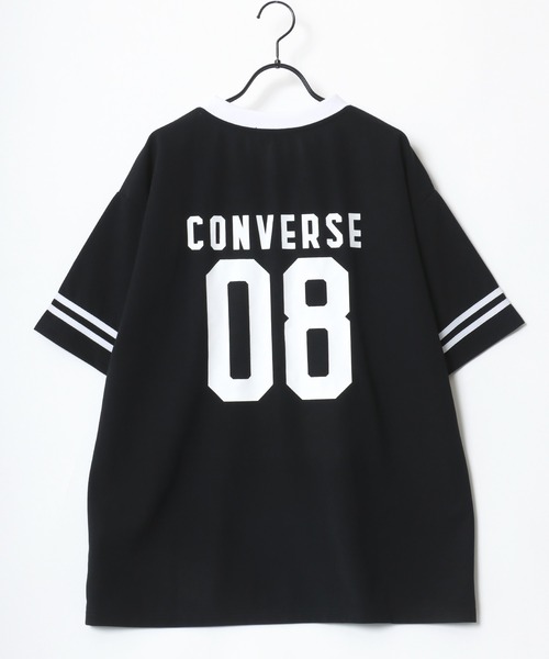 CONVERSE(コンバース)の「CONVERSE/コンバース 接触冷感/UVカット/吸水速乾/耐塩素 アムンゼン オーバーサイズ ロゴ オールスター ユニフォームデザイン サッカーゲームシャツ リンガー Vネック 半袖Tシャツ/レディース メンズ(Tシャツ/カットソー・レディース・ホワイト系その他2/ブラック系その他3/ブラック系その他/ブラック系その他2/ブラック/ホワイト系その他3/ホワイト/ホワイト系その他・M/L/LL)」の20枚目の写真