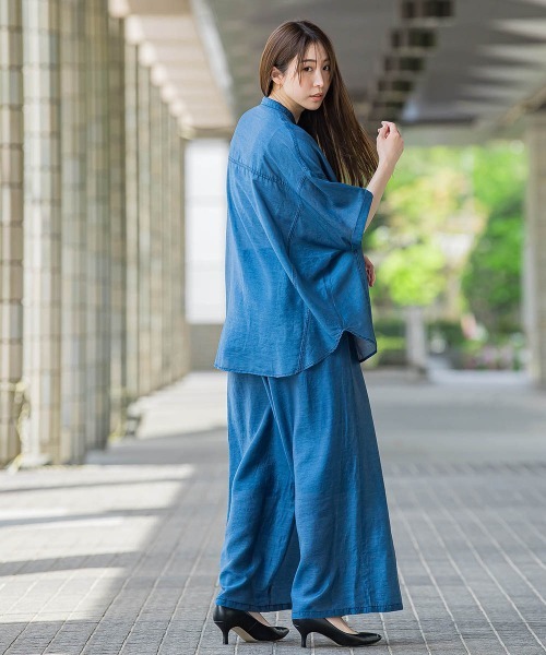 セール】【biyori】'風をまとう、大人のシアー'デニムシャツ