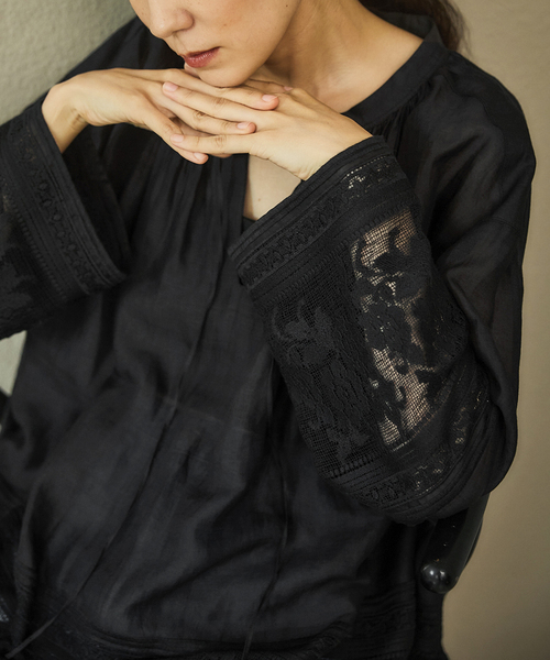 ラミーチャーチブラウス　ブラック ラミーチャーチブラウス（シャツ/ブラウス）｜IENA（イエナ）の