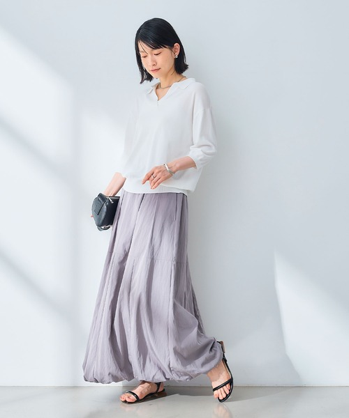 CROSS FUNCTION（クロスファンクション）の「《UV/撥水》エブ楽 バルーンイージーロングスカート【CROSS FUNCTION/クロスファンクション】（スカート・レディース・ライトグレー/ベージュ/ブラック・LL/M/L）」の4枚目の写真