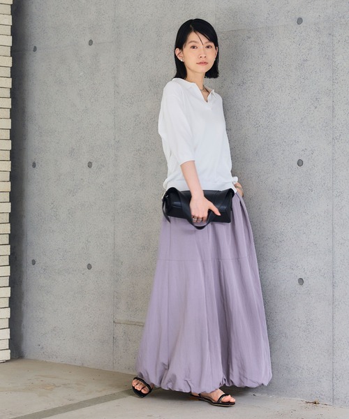 CROSS FUNCTION（クロスファンクション）の「《UV/撥水》エブ楽 バルーンイージーロングスカート【CROSS FUNCTION/クロスファンクション】（スカート・レディース・ライトグレー/ベージュ/ブラック・LL/M/L）」の14枚目の写真