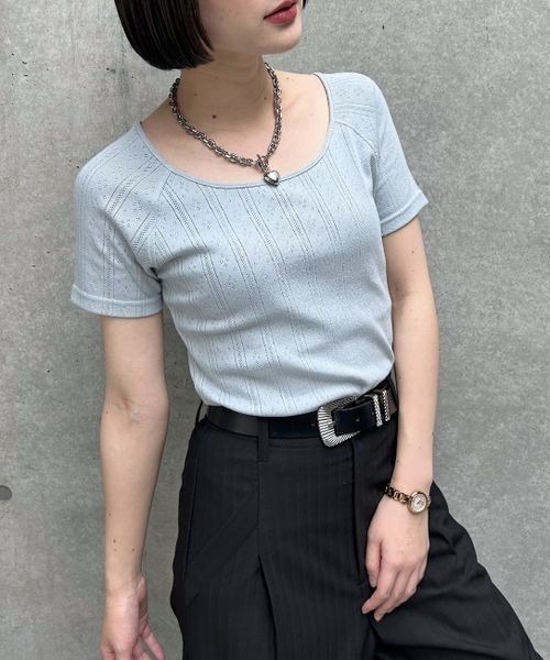 PAGEBOY（ページボーイ）の「ベビーアイレットＴシャツ（Tシャツ/カットソー・レディース・ホワイト/ロイヤルブルー/グレー/ブラック・FREE）」の4枚目の写真