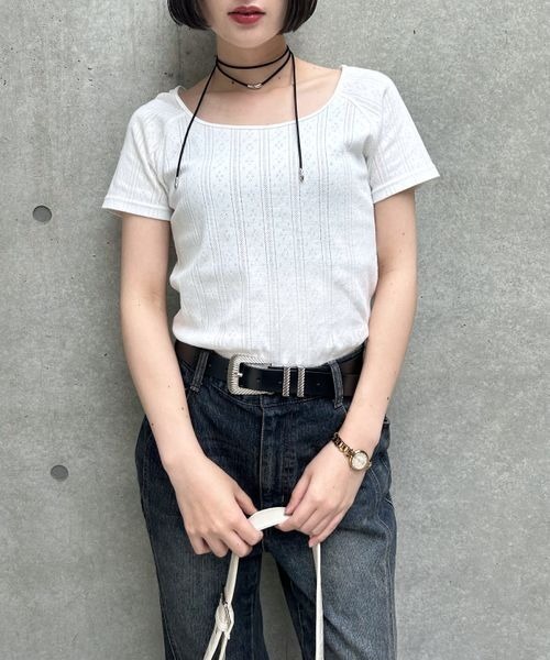 PAGEBOY（ページボーイ）の「ベビーアイレットＴシャツ（Tシャツ/カットソー・レディース・ホワイト/ロイヤルブルー/グレー/ブラック・FREE）」の20枚目の写真