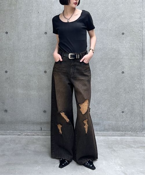 PAGEBOY（ページボーイ）の「ベビーアイレットＴシャツ（Tシャツ/カットソー・レディース・ホワイト/ロイヤルブルー/グレー/ブラック・FREE）」の14枚目の写真