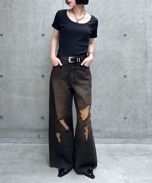 PAGEBOY（ページボーイ）の「ベビーアイレットＴシャツ（Tシャツ/カットソー・レディース・ホワイト/ロイヤルブルー/グレー/ブラック・FREE）」の13枚目の写真