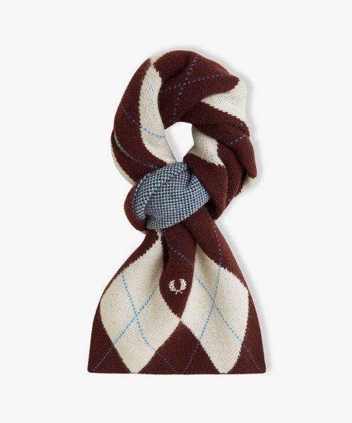 FRED PERRY(フレッドペリー)の「Brushed Argyle Scarf/アーガイルマフラー(マフラー・メンズ・オフホワイト/ブラック・ONE SIZE)」の5枚目の写真