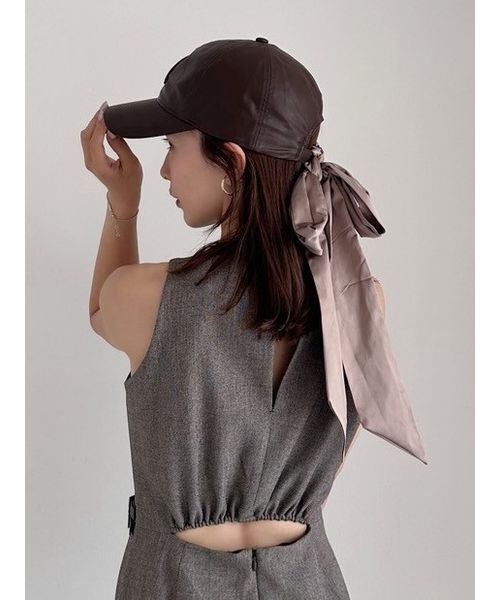 FRAY I.D（フレイアイディー）の「バックリボンオリジナルロゴキャップ（キャップ・レディース・ブラウン/ベージュ/オフホワイト・F）」の2枚目の写真
