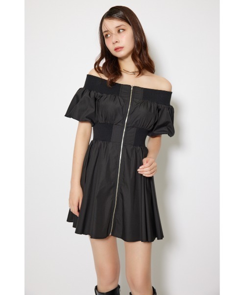 rienda(リエンダ)の「MA-1オフショルミニフレアワンピース 秋服(ワンピース・レディース・ベージュ/ブラック/ライトピンク・SMALL/MEDIUM)」の15枚目の写真