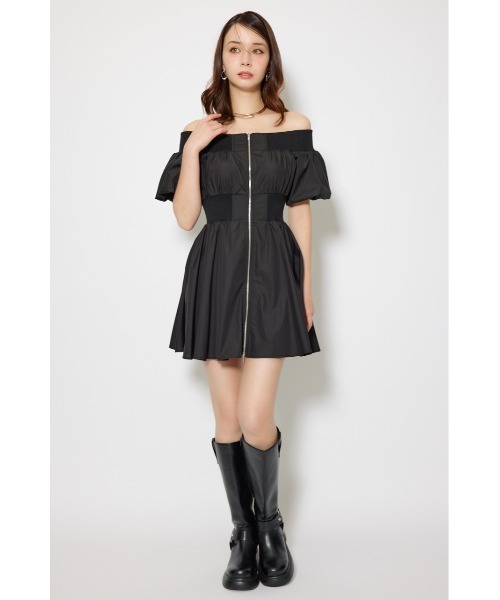 rienda(リエンダ)の「MA-1オフショルミニフレアワンピース 秋服(ワンピース・レディース・ベージュ/ブラック/ライトピンク・SMALL/MEDIUM)」の16枚目の写真