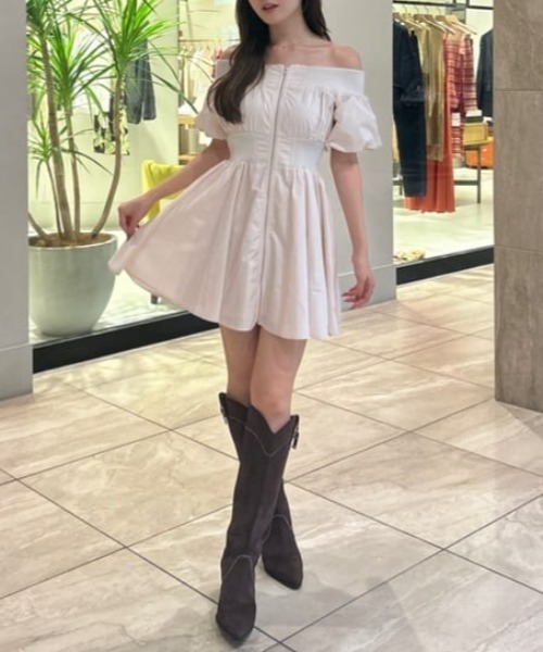 セール】MA-1オフショルミニフレアワンピース 秋服（ワンピース