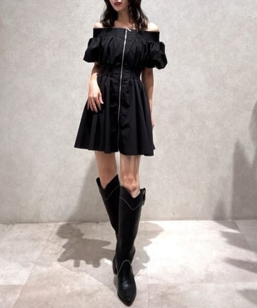 セール】MA-1オフショルミニフレアワンピース 秋服（ワンピース