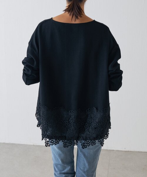 【BEARDSLEY】レース切替カットソー　黒　SIZEF BEARDSLEY（ビアズリー）の「裾レースカットソー（Tシャツ