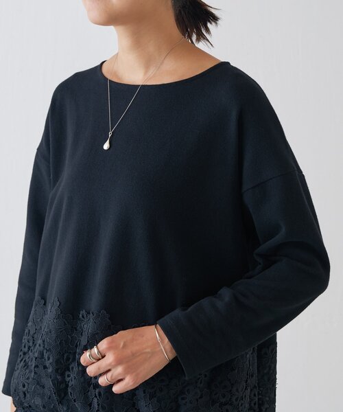 BEARDSLEY（ビアズリー）の「裾レースコットンカットソー（ニット/セーター・レディース・ブラック/ベージュ・FREE）」の9枚目の写真