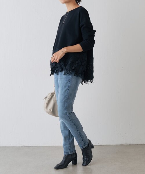 【BEARDSLEY】レース切替カットソー　白　SIZEF BEARDSLEY】レース切替カットソー 白 SIZEF BEARDSLEY