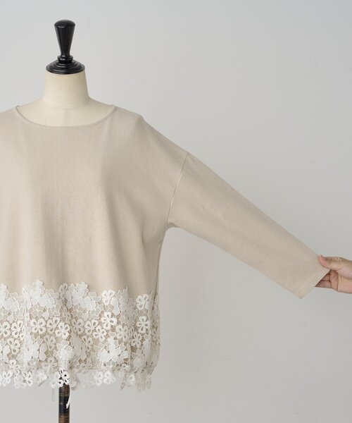 裾レースコットンカットソー（ニット/セーター）｜BEARDSLEY