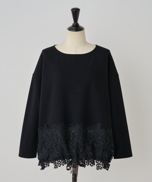 【美品】BEARDSLEY 裾レース ビッグシルエット F ビアズリー BEARDSLEY 裾レースニット （beige） - ファッション