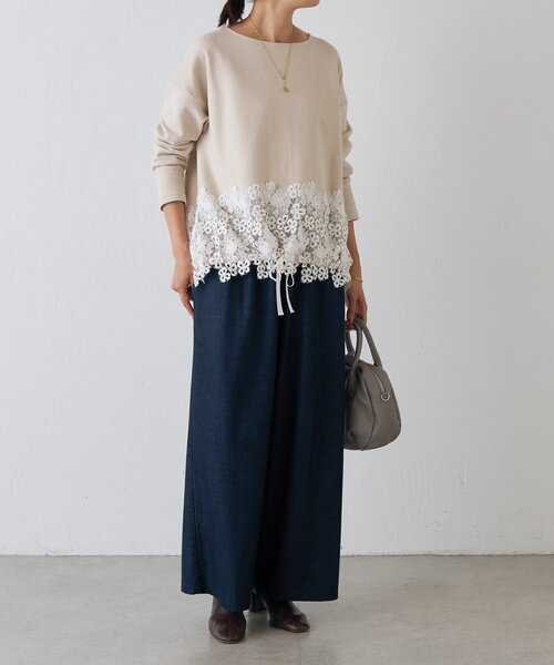 裾レースコットンカットソー（ニット/セーター）｜BEARDSLEY