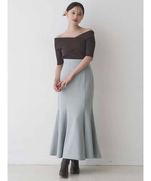 MERCURYDUO（マーキュリーデュオ）の「クロスニット（ニット/セーター・レディース・ブラウン/オフホワイト/ブルー/ブラック・FREE）」の7枚目の写真