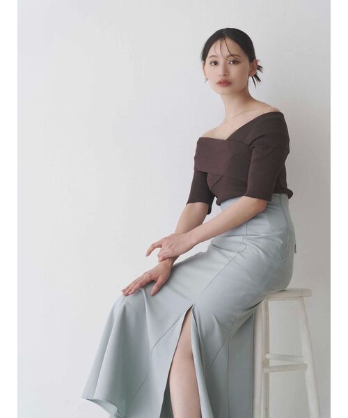 MERCURYDUO（マーキュリーデュオ）の「クロスニット（ニット/セーター・レディース・ブラウン/オフホワイト/ブルー/ブラック・FREE）」の10枚目の写真