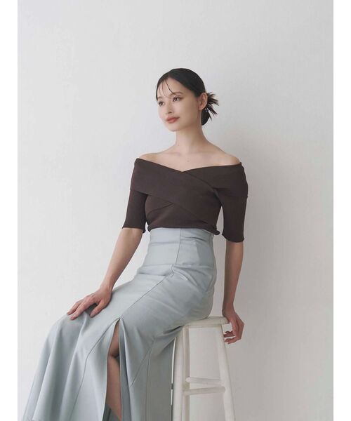 MERCURYDUO（マーキュリーデュオ）の「クロスニット（ニット/セーター・レディース・ブラウン/オフホワイト/ブルー/ブラック・FREE）」の11枚目の写真