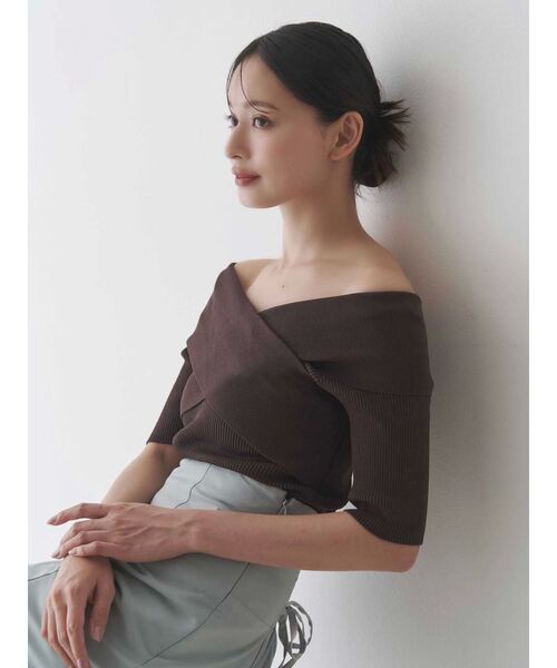 MERCURYDUO（マーキュリーデュオ）の「クロスニット（ニット/セーター・レディース・ブラウン/オフホワイト/ブルー/ブラック・FREE）」の15枚目の写真