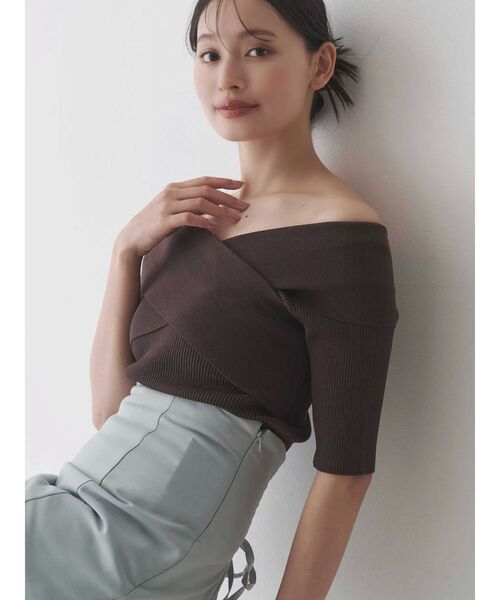 MERCURYDUO（マーキュリーデュオ）の「クロスニット（ニット/セーター・レディース・ブラウン/オフホワイト/ブルー/ブラック・FREE）」の16枚目の写真