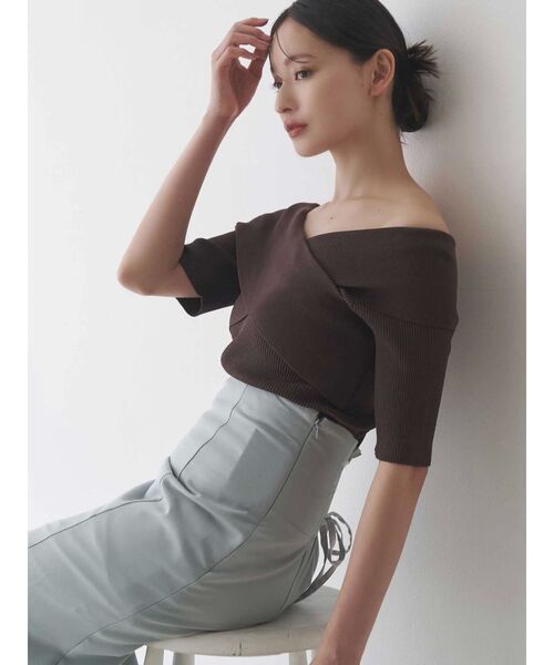 MERCURYDUO（マーキュリーデュオ）の「クロスニット（ニット/セーター・レディース・ブラウン/オフホワイト/ブルー/ブラック・FREE）」の17枚目の写真