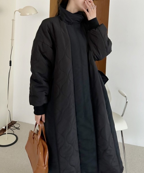 セール】【Eclat one】スタンドネック キルト 中綿 ロングコート