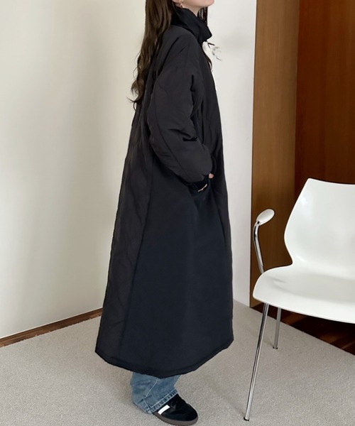 セール】【Eclat one】スタンドネック ひょうたんキルト 中綿 ロング