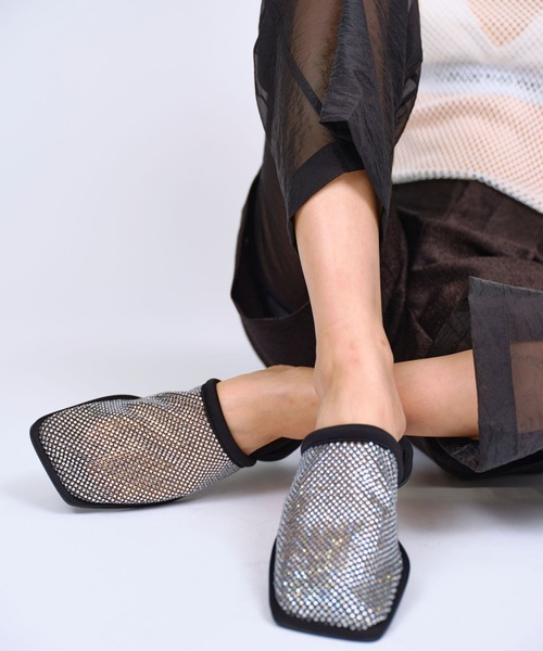 SPARKLING MESH FLAT SANDALS / スパークリングメッシュフラット