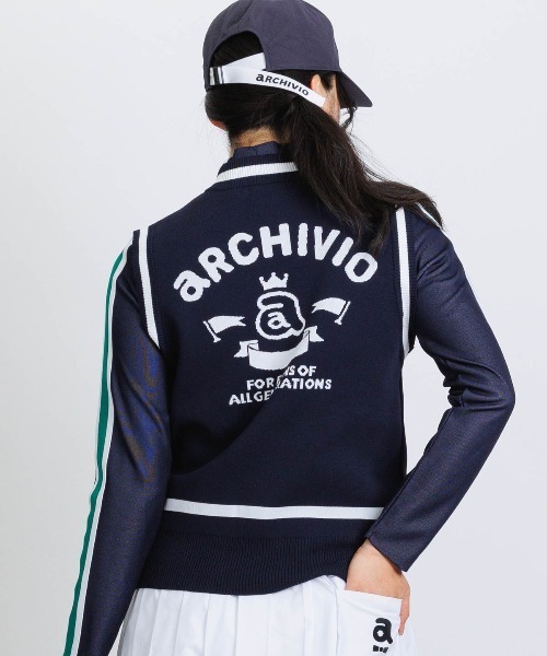 archivio（アルチビオ）の「<LADIES>ジップアップジャガードニットベスト（ベスト・レディース・ピンク/ホワイト/ネイビー・S/M）」の22枚目の写真