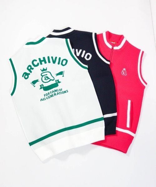 archivio（アルチビオ）の「<LADIES>ジップアップジャガードニットベスト（ベスト・レディース・ピンク/ホワイト/ネイビー・S/M）」の14枚目の写真