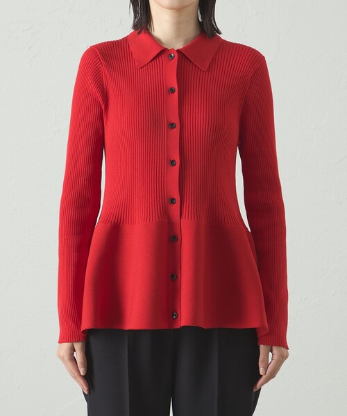 CAST:（キャストコロン）の「【イージーケア】ペプラムニット（ニット/セーター・レディース・レッド/オフホワイト/ブラック・M）」の10枚目の写真