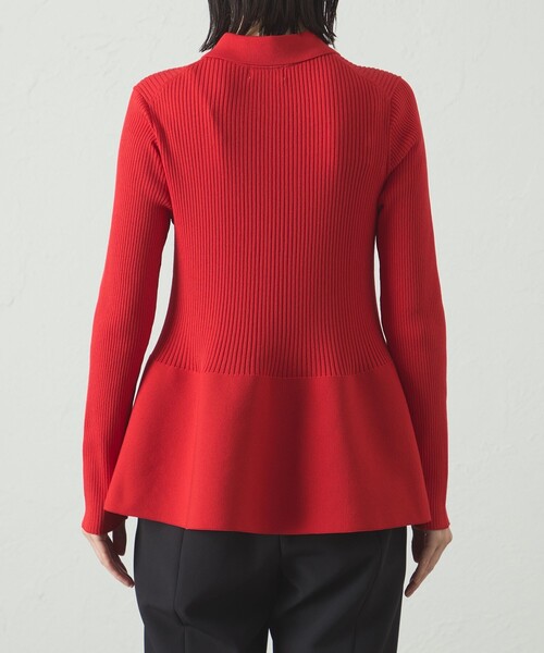 CAST:（キャストコロン）の「【イージーケア】ペプラムニット（ニット/セーター・レディース・レッド/オフホワイト/ブラック・M）」の12枚目の写真